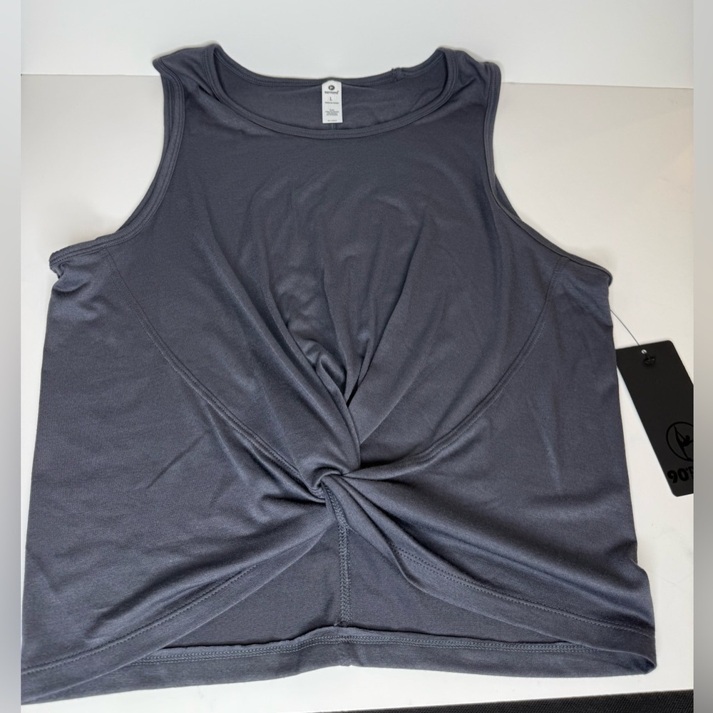 90 Degree By Reflex Dark Gray Twist Front Tank Top